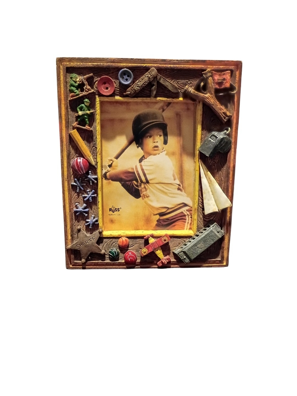 Vintage 3D Picture Frame Boys Childhood Toys Size 3 1/2”x5” Russ Berrie &Company